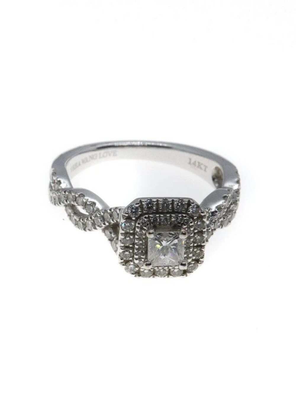 Vera Wang Love 1 Solid White Gold 14kt 585 Diamond Engagement Ring Size 6.5 Kay